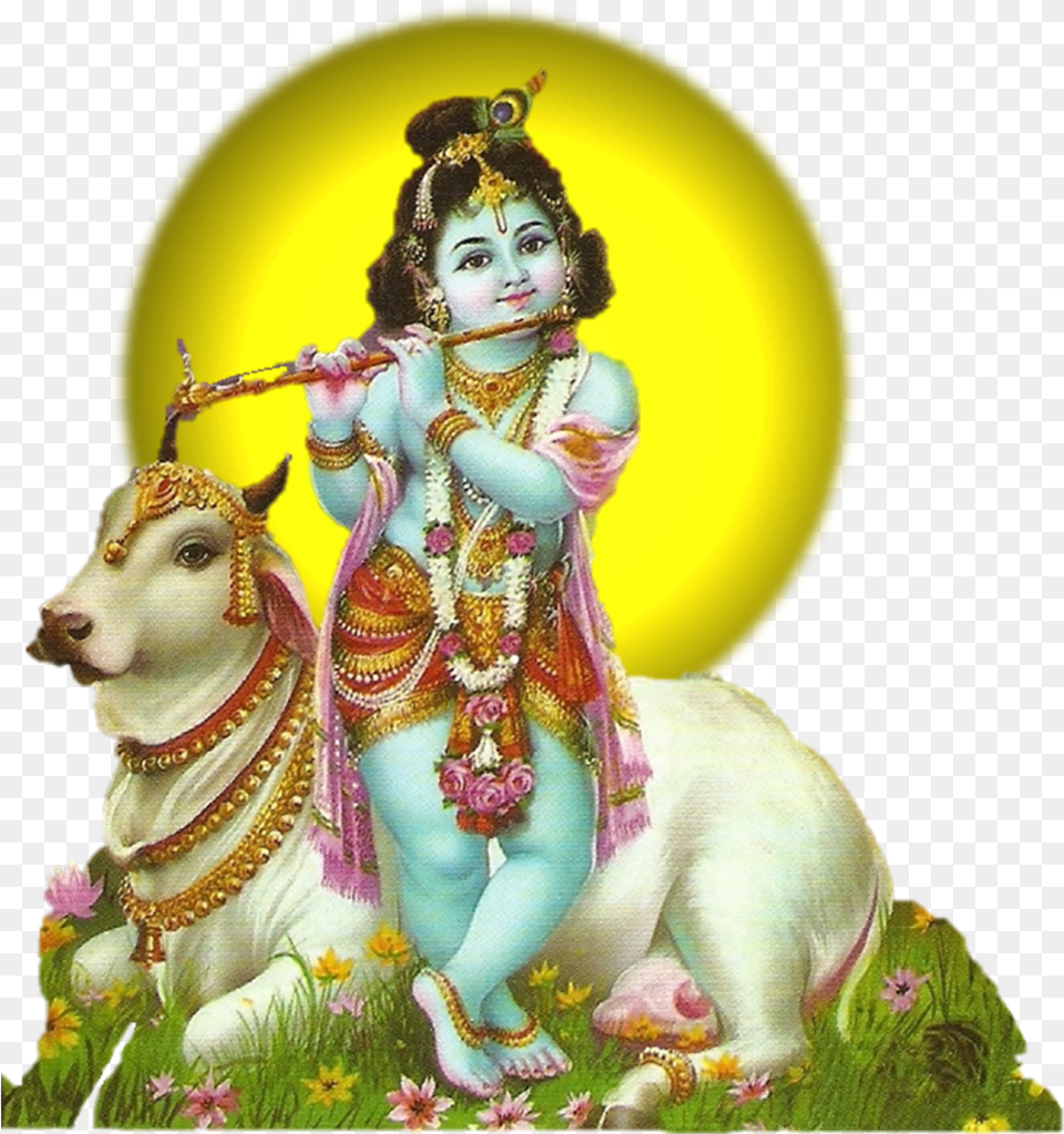 Krishna Janmashtami Krishna With Cow, Child, Female, Girl, Person Free Png Download