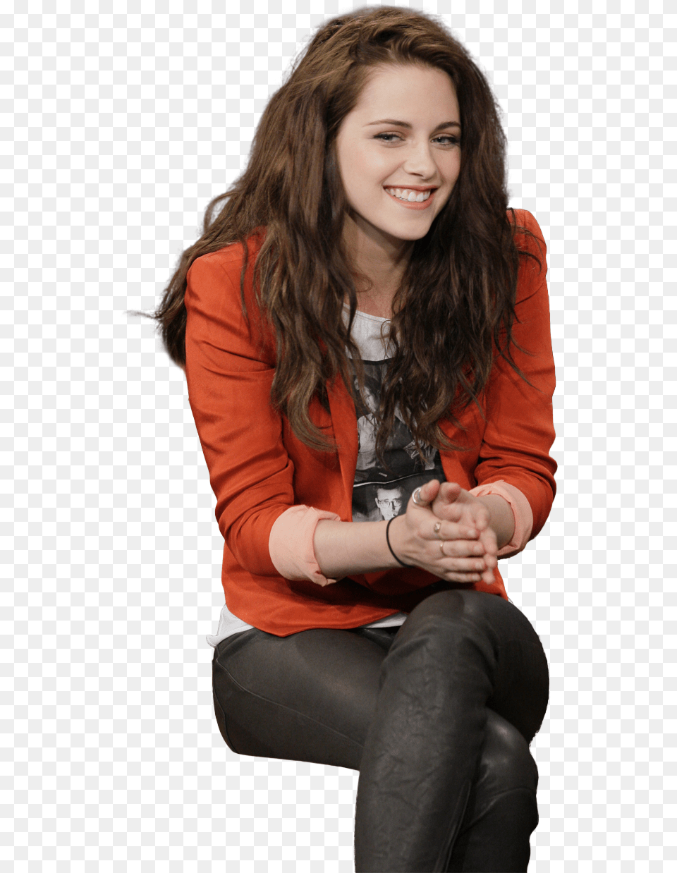Kristen Stewart In Red Jacket Download Kristen Stewart So Awkward, Adult, Smile, Sleeve, Sitting Free Transparent Png