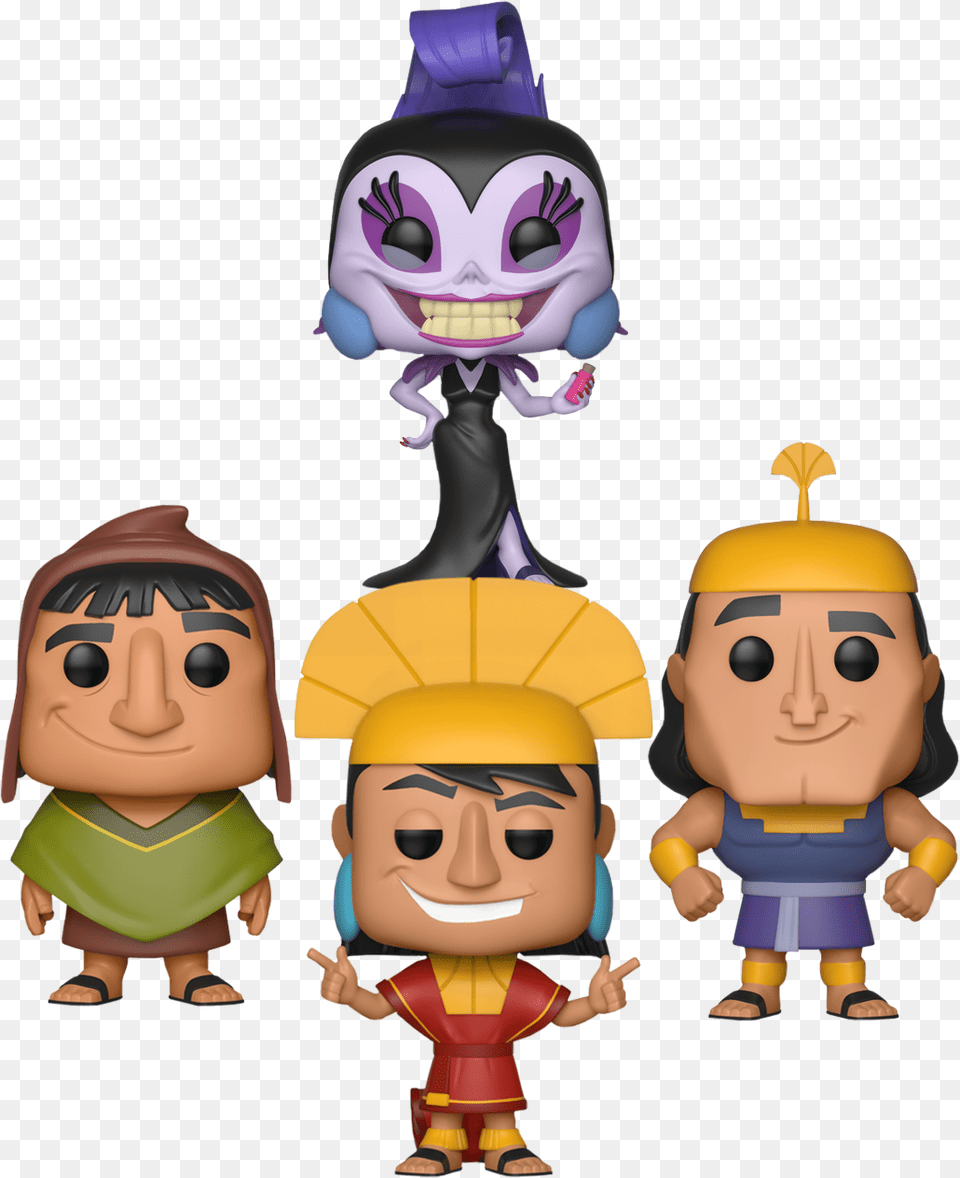 Kronk Pacha Yzma Figure Set New The Emperors New Groove Emperor39s New Groove Funko, Baby, Person, Face, Head Png Image
