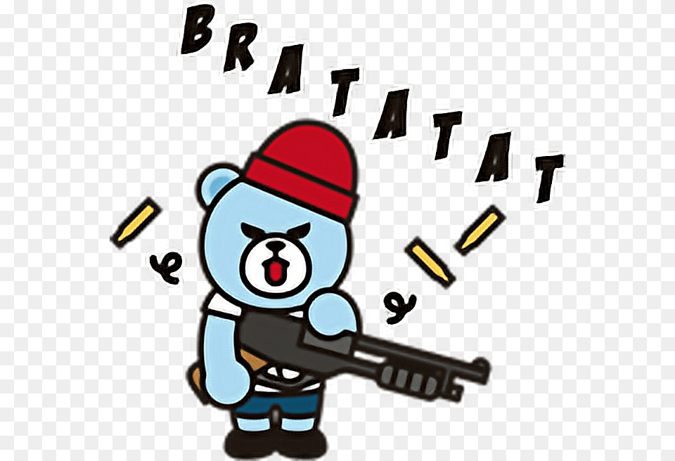 Krunk Yg Ygent Kpop Bear Stickers Cartoon, Gun, Weapon, Firearm Png Image