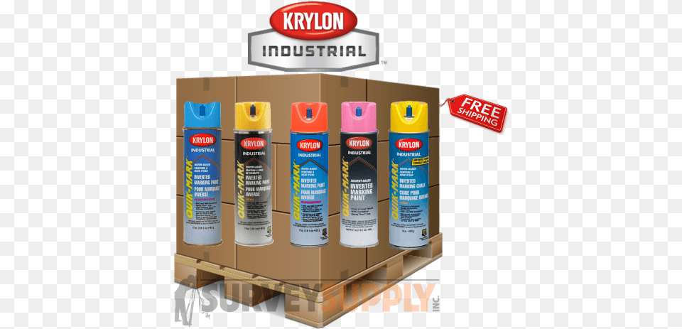 Krylon Quik Mark Inverted Marking Paint Pallet Krylon Industrial Quik Mark Apwa Solvent Based Inverted, Tin, Can, Spray Can, Bottle Free Png