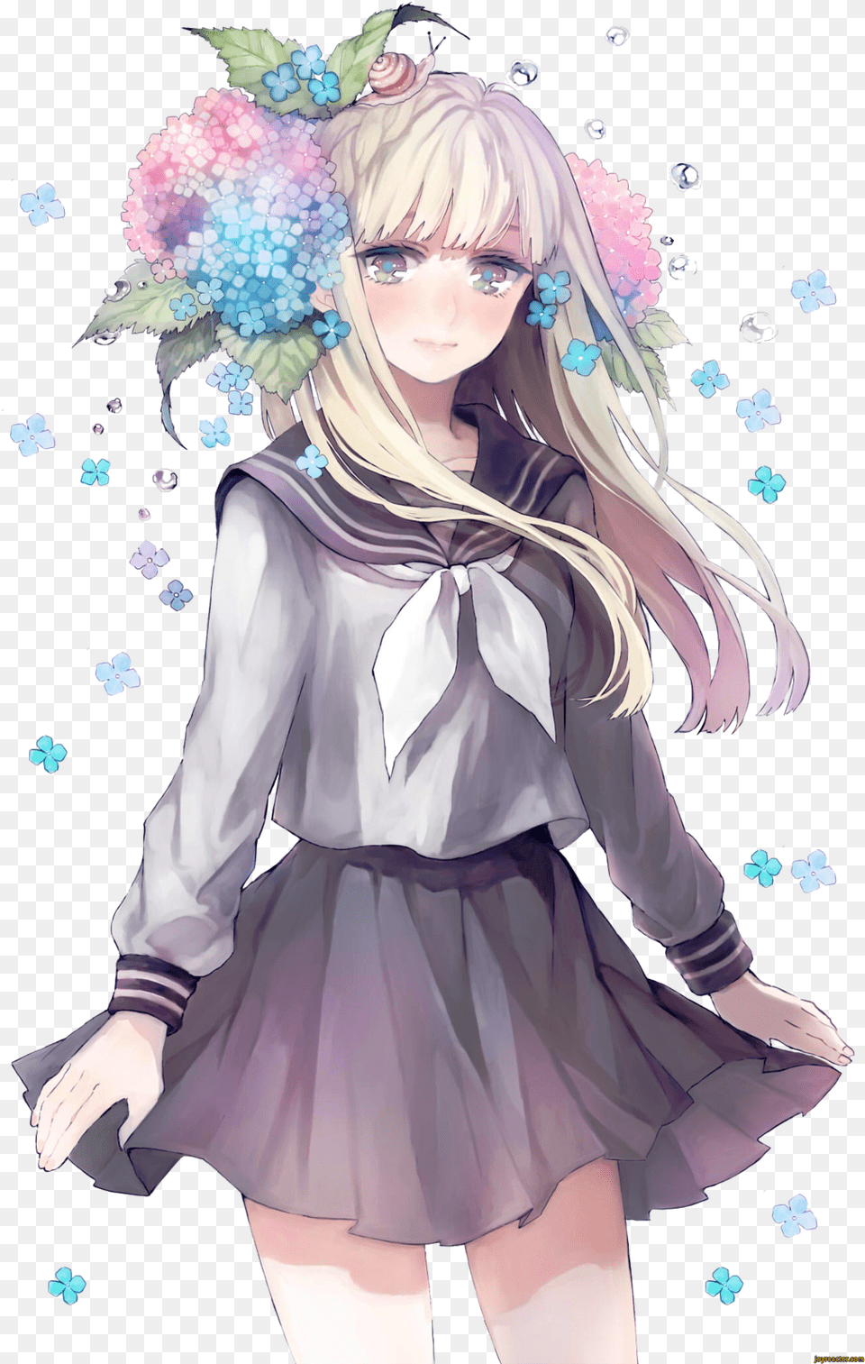 Kt Qu Hnh Nh Cho Anime Flower Anime Girl With Flowers, Adult, Publication, Person, Female Png