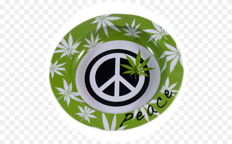 Kulu Metal Ashtray Peace Logo Flower Peace Sign Decal, Dish, Food, Meal, Pottery Free Png Download
