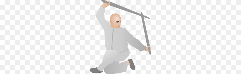 Kung Fu Clip Art, Kneeling, Person, Sword, Weapon Png Image