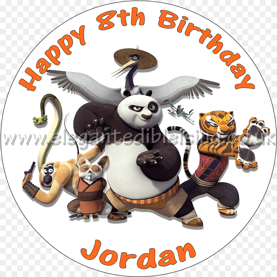 Kung Fu Panda 3 Personalised Edible Round Birthday Cake Topper Kung Fu Panda Round, Plush, Toy, Animal, Bird Free Transparent Png