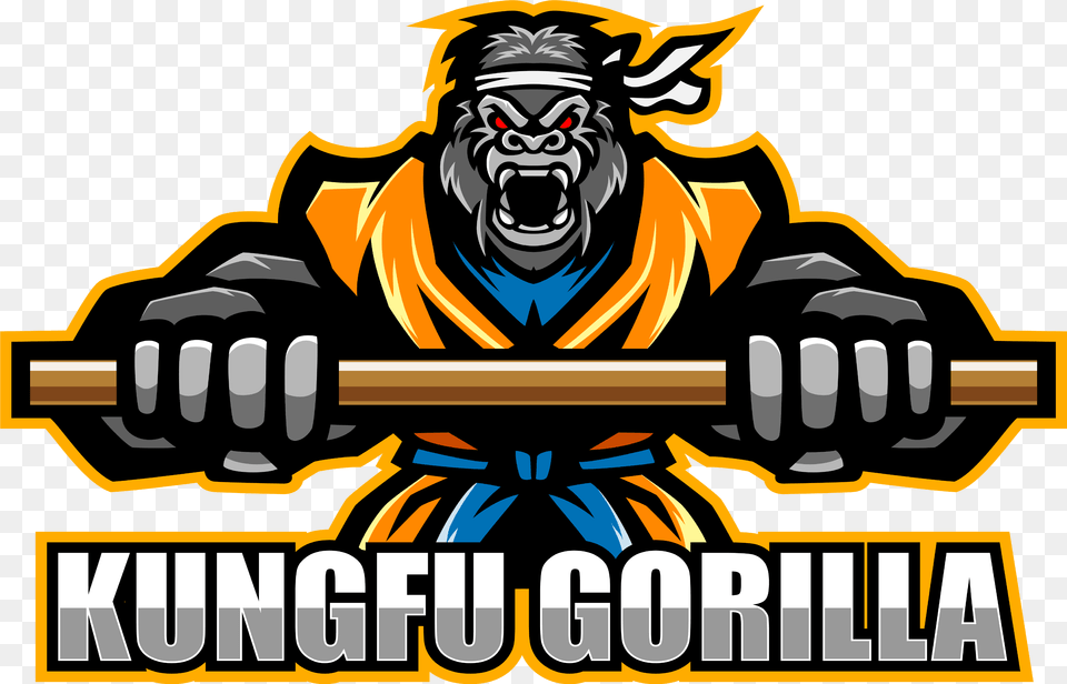 Kungfu Gorilla Esport Mascot Logo By Visink Thehungryjpeg Facebook, Bulldozer, Machine Free Transparent Png