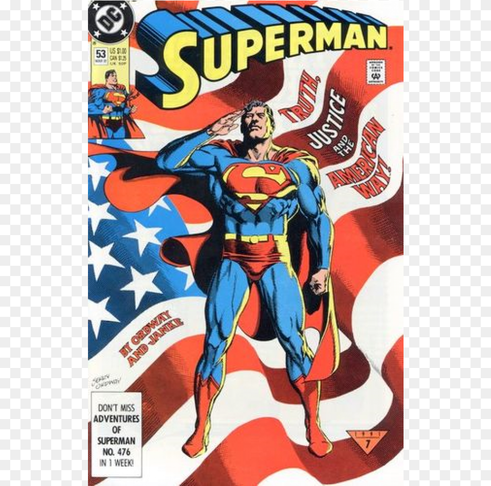 Kupete Comics 1991 03 Superman Happy 4th Of July Superman, Publication, Book, Adult, Person Free Png