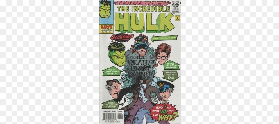 Kupete Comics 1997 07 The Incredible Hulk 1 Flashback Stan Lee Autographed The Incredible Hulk Comic Book, Publication, Accessories, Glasses, Clothing Free Png Download