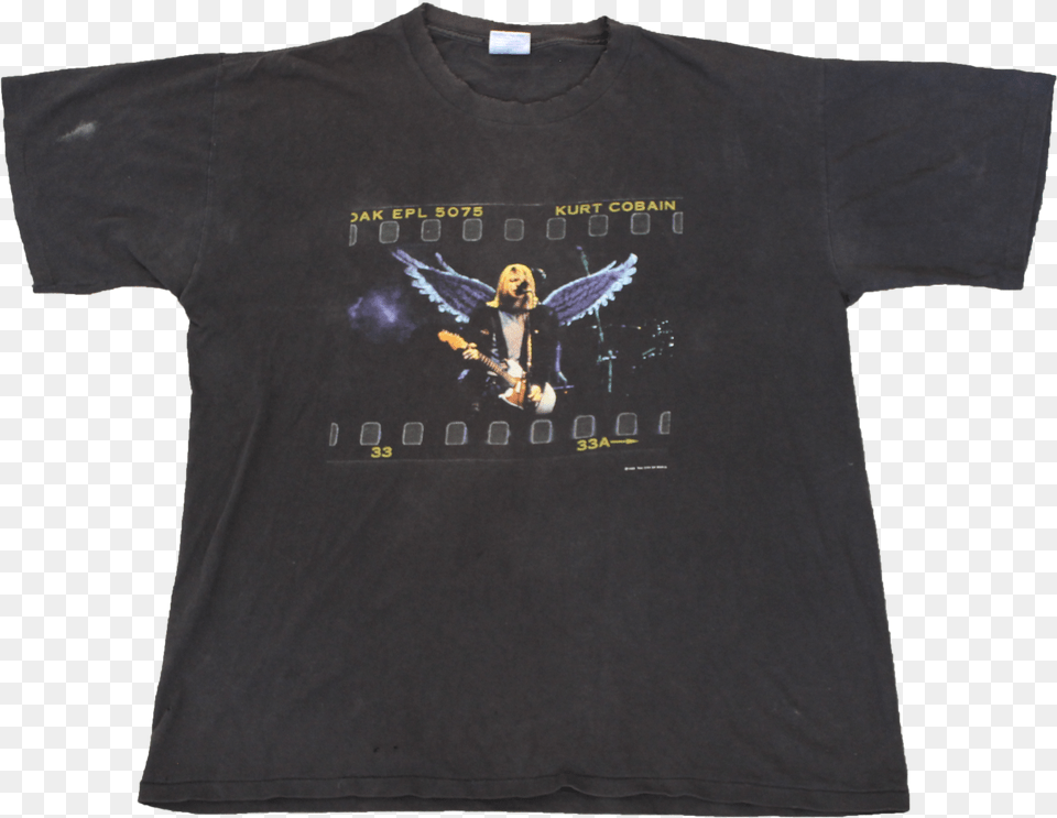 Kurt Cobain 1999 Angel Wings Active Shirt, Clothing, T-shirt, Adult, Male Png Image