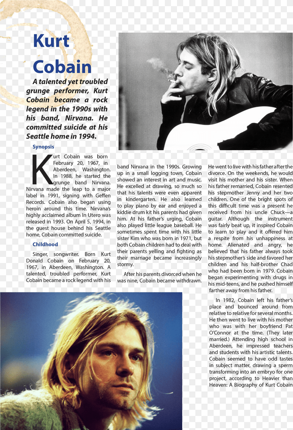 Kurt Cobain High Resolution, Adult, Portrait, Photography, Person Free Transparent Png
