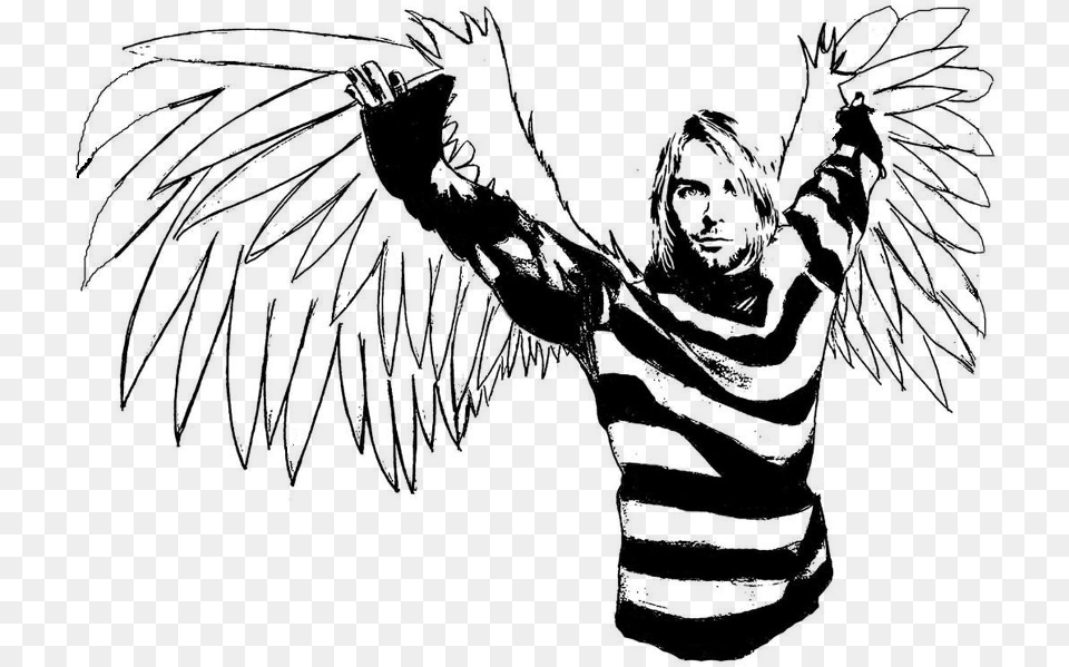 Kurt Cobain Kurt Cobain Line Art, Gray Png Image