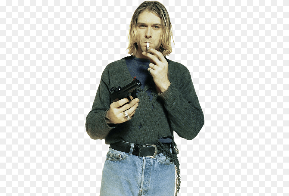 Kurt Cobain Nirvana Grunge Style Kurt Cobain, Handgun, Face, Weapon, Firearm Free Png Download