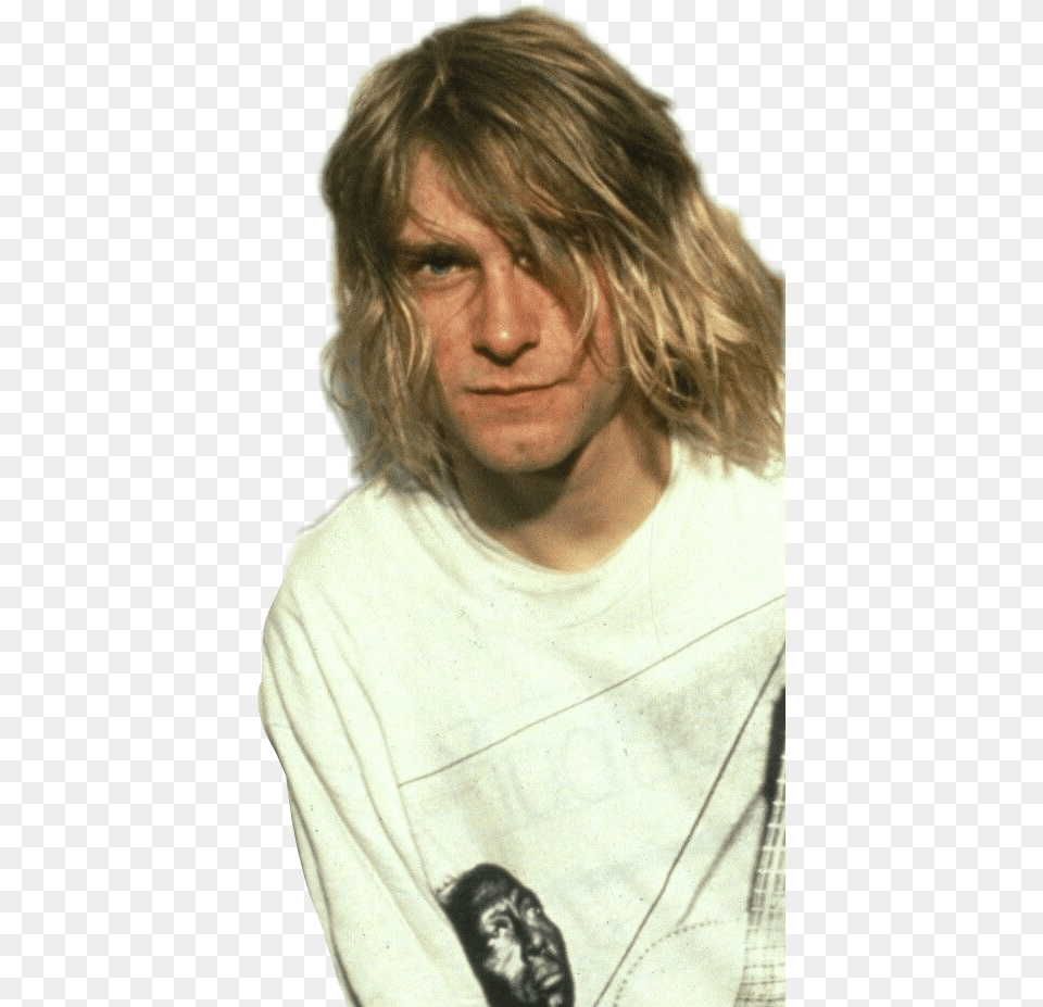 Kurt Cobain Nirvana Grungefreetoedit Kurt Cobain Messy Hair, Adult, T-shirt, Portrait, Photography Png Image