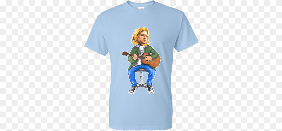 Kurt Cobain T Shirt Drawn By Mark Reynolds Princess Squad Shirt S, Clothing, T-shirt, Person, Guitar Png Image