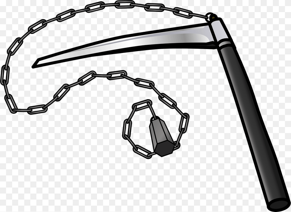 Kusarigama Japanese Weapon Sickle And Chain Clipart, Device, Grass, Lawn, Lawn Mower Png Image