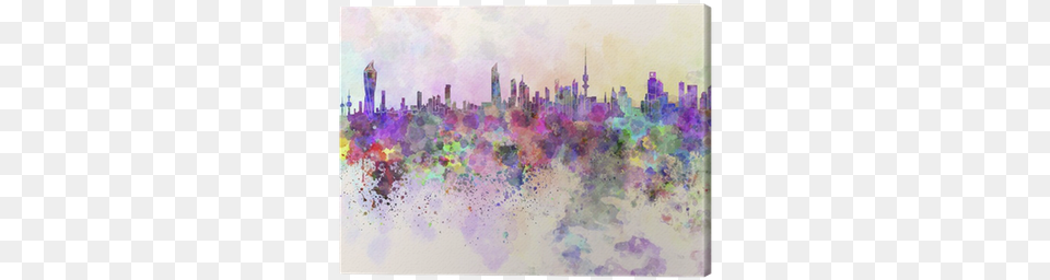 Kuwait City Skyline In Watercolor Background Canvas Kuwait City Skyline In Watercolor On White Background, Art, Painting, Purple, Modern Art Png