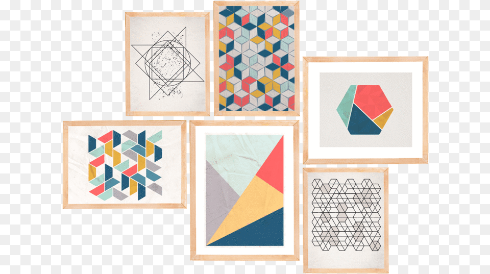 Kuyen Set De 6 Cuadros De Madera Y Vidrio Glass, Art, Modern Art, Triangle, Pattern Png Image