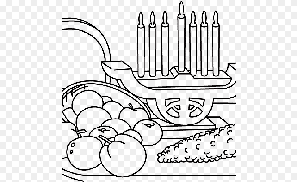 Kwanzaa And The Fresh Fruit Coloring Pages Kwanzaa Coloring Page, Chandelier, Lamp, Cutlery, Bulldozer Free Png