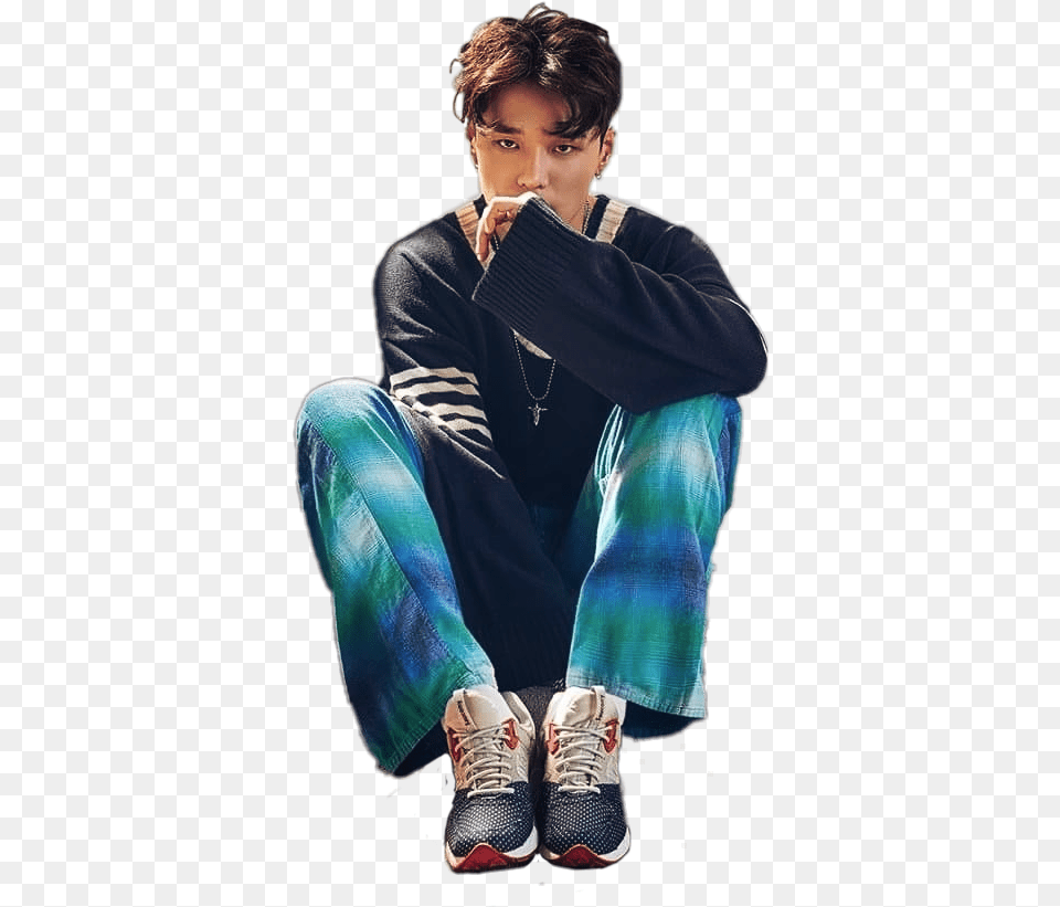 Kwonhyuk Dean Krnb Krampb Korean Soloist Kwon Photo Shoot, Clothing, Sneaker, Footwear, Sitting Free Png Download