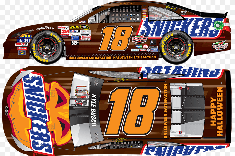 Kyle Busch Diecast 18 2016 Snickers Halloween 124 Kyle Busch Snickers Car, Alloy Wheel, Vehicle, Transportation, Tire Png Image