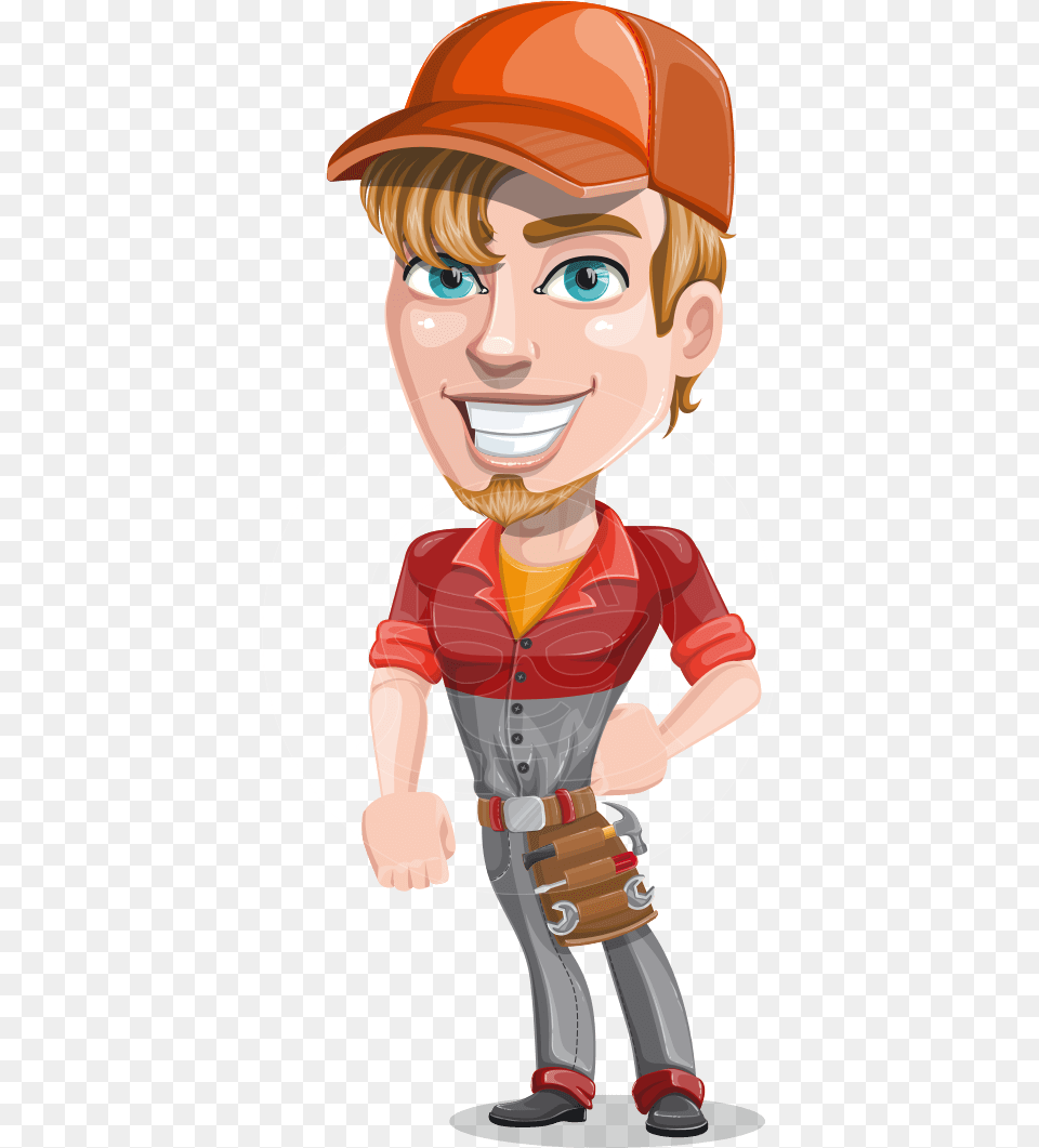 Kyle The Problem Solver Mechanic Cartoon Man With Drill, People, Person, Baby, Face Free Png Download