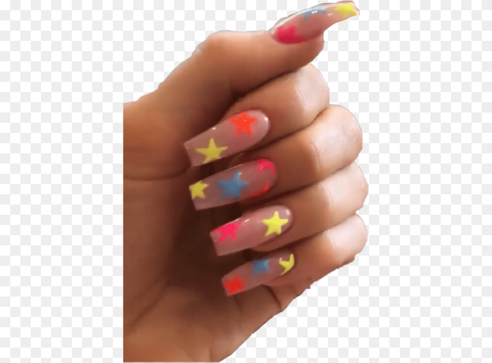 Kylie Jenner Neon Star Nails, Body Part, Finger, Hand, Nail Png