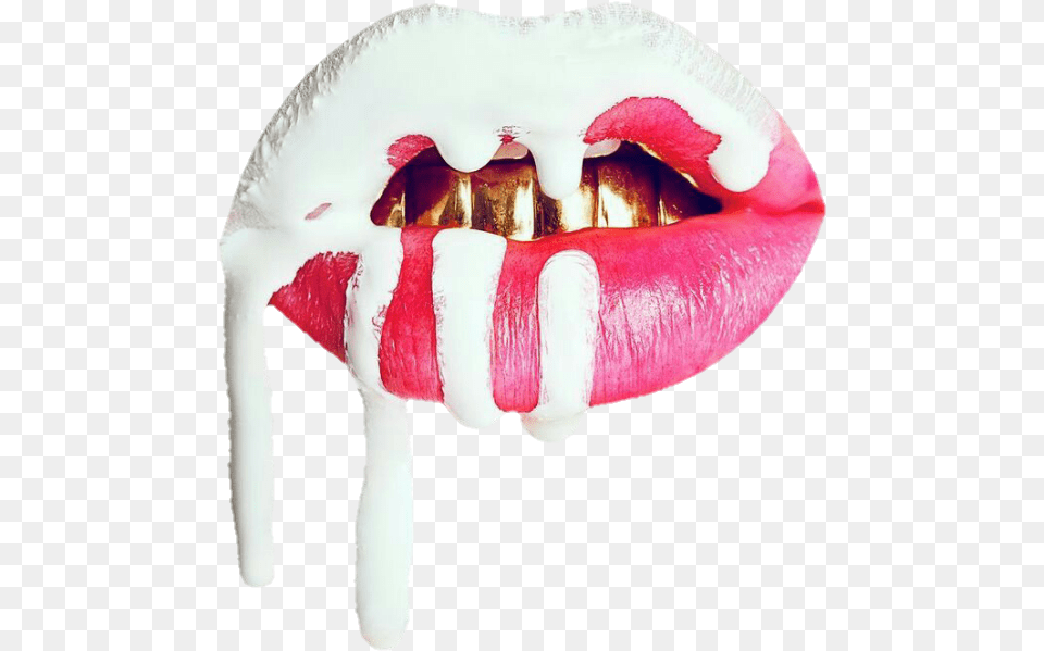 Kylie Kyliejenner Lips White Pink Grillz Dope Kylie Jenner Logo, Body Part, Mouth, Person, Teeth Png