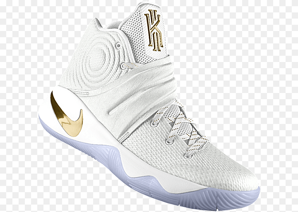 Kyrie Irving 2 Nike Id White And Gold Kyrie 2 Shoes All White, Clothing, Footwear, Shoe, Sneaker Free Png