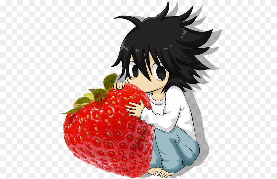L Death Note Chibi Cake Death Note L Chibi Strawberry, Produce, Plant, Fruit, Food Png