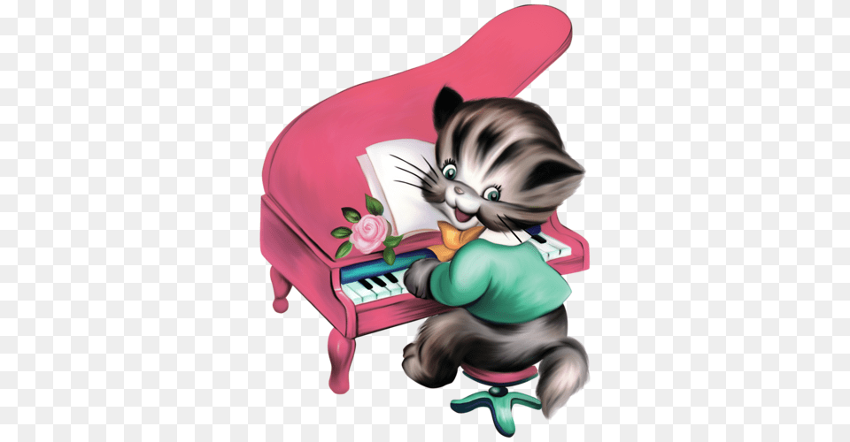 L Iconer Clip Art Cat, Baby, Person, Musical Instrument, Keyboard Free Png Download