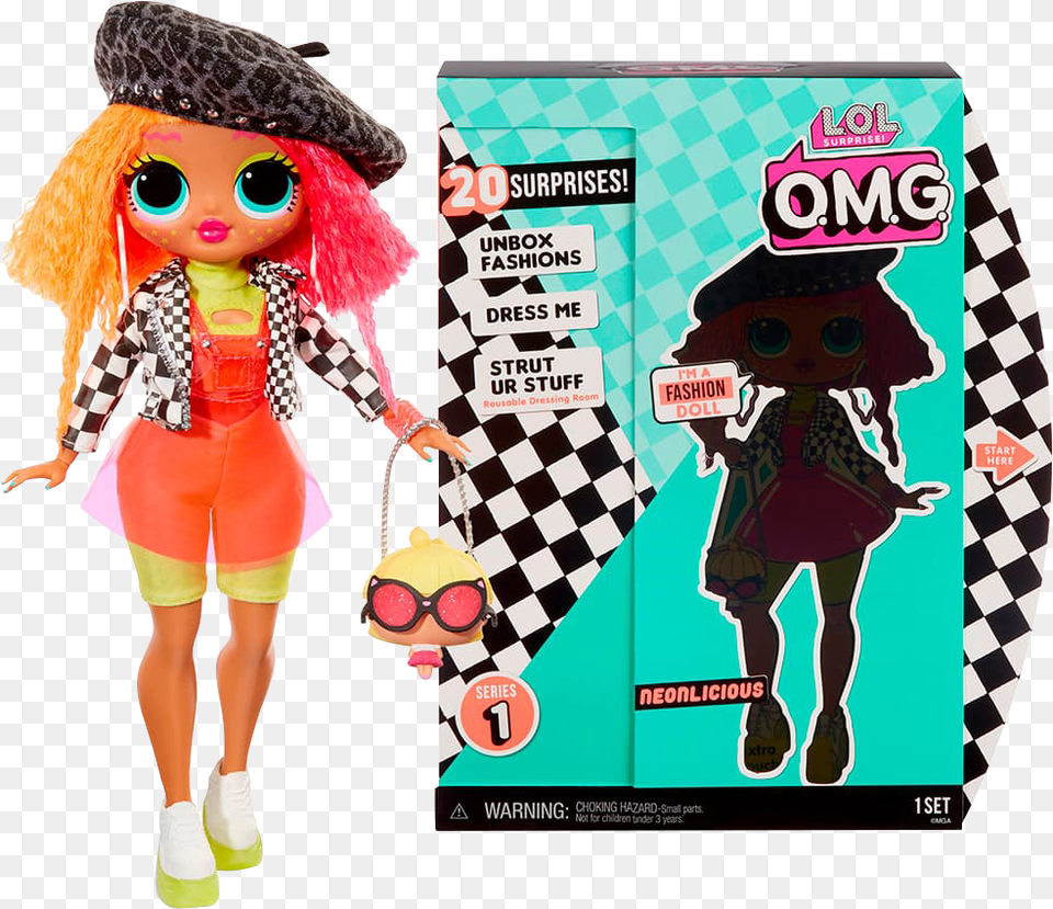 L O L Surprise Doll Lol Omg Dolls Neonlicious, Toy, Baby, Person, Face Free Png