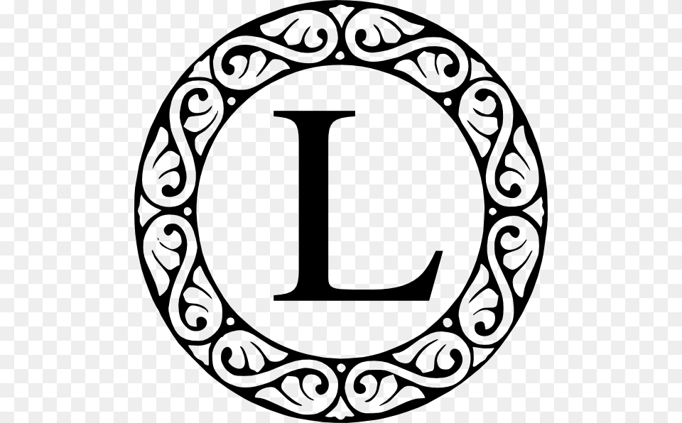 L Scroll Circle Monogram Clip Art, Symbol, Number, Stencil, Text Free Png