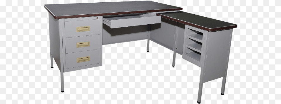 L Shape Pedestal Desk S101 Lt Steel Desk Office Computer Desk, Furniture, Table, Drawer, Electronics Free Transparent Png