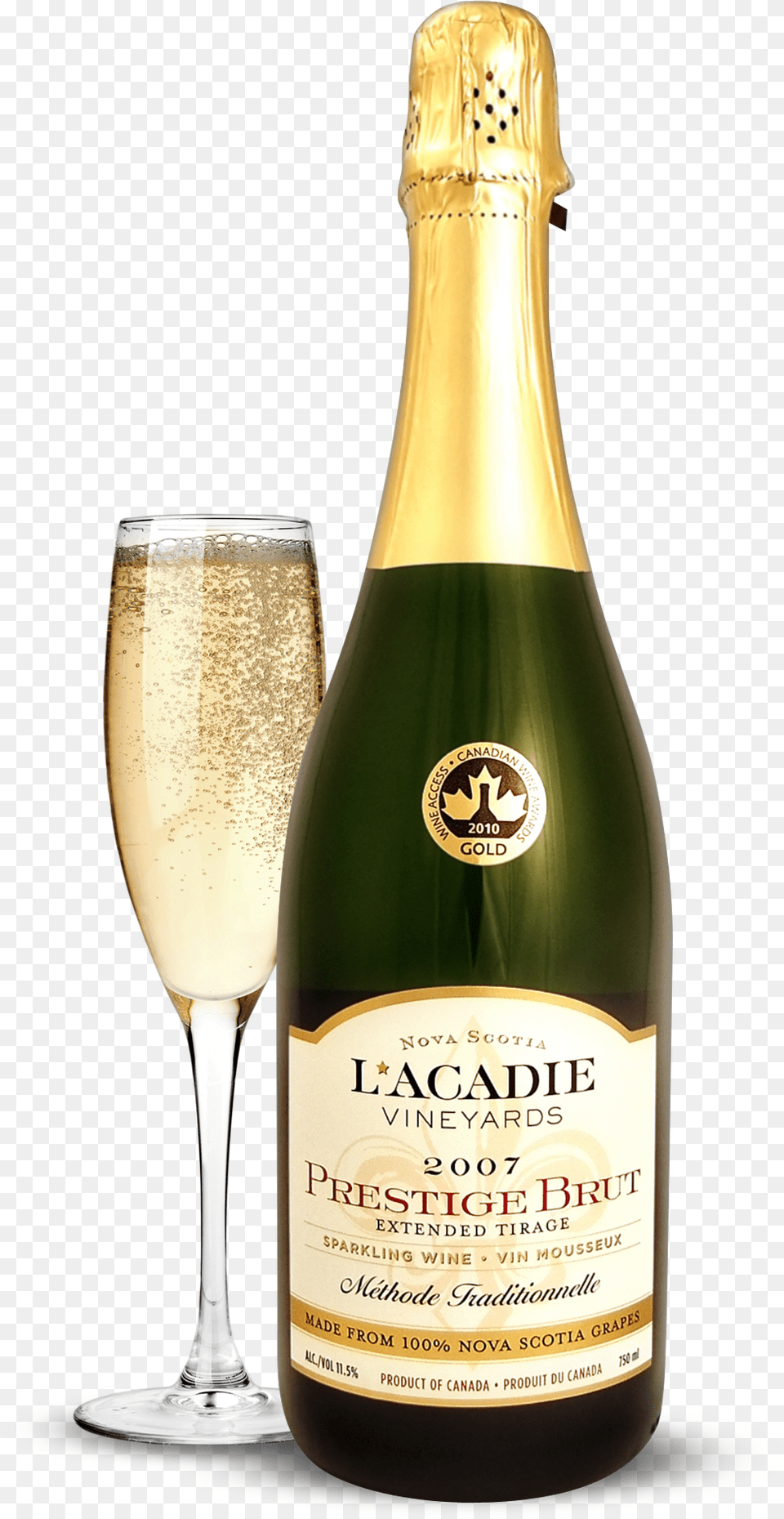 L39acadie Vineyards Vintage Cuvee, Alcohol, Beer, Beverage, Bottle Free Png