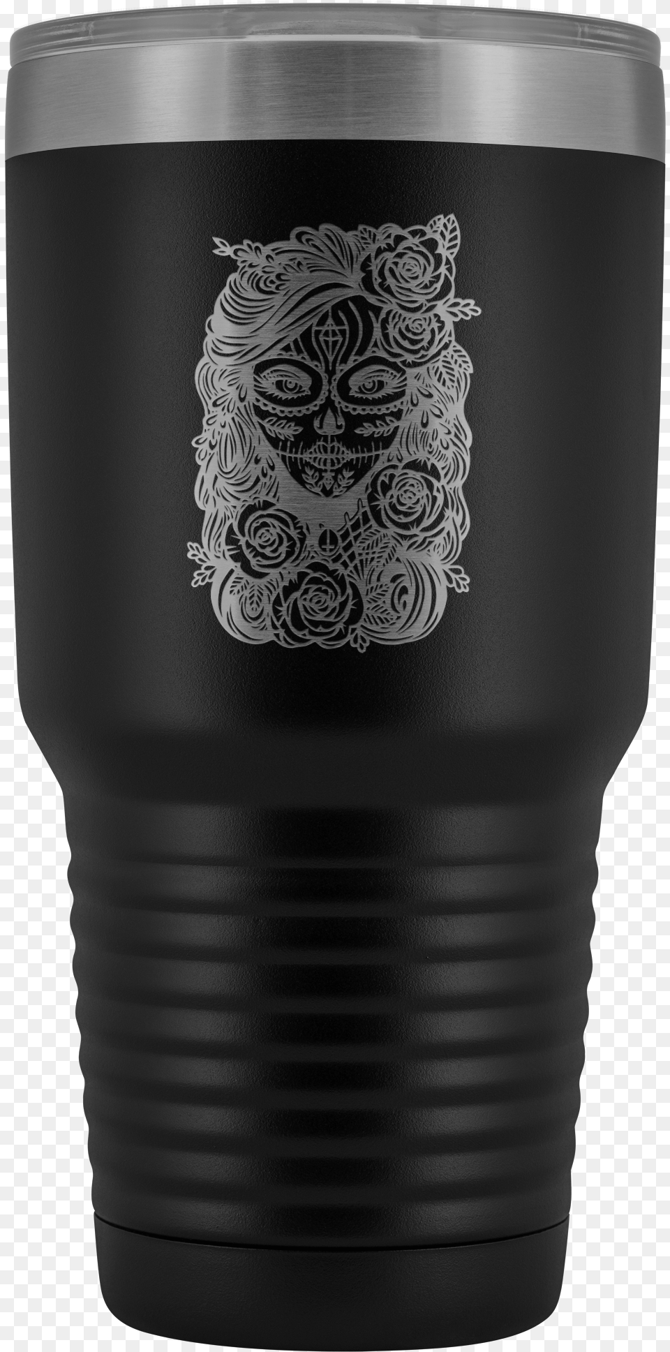 La Calavera Catrina Inspired Laser Etched Tumbler Mug, Electrical Device, Microphone, Steel, Can Free Png