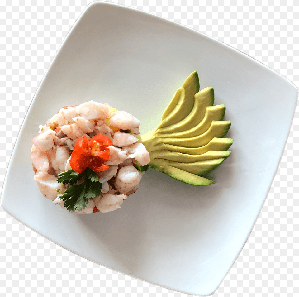 La Carreta S Ceviche With Shrimp And Avocado On A Plate Sashimi, Food, Food Presentation, Meal Free Png Download