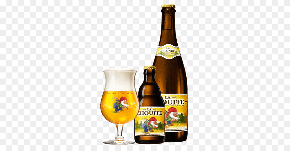 La Chouffe Blonde Glass Bottle, Alcohol, Liquor, Beverage, Beer Bottle Png