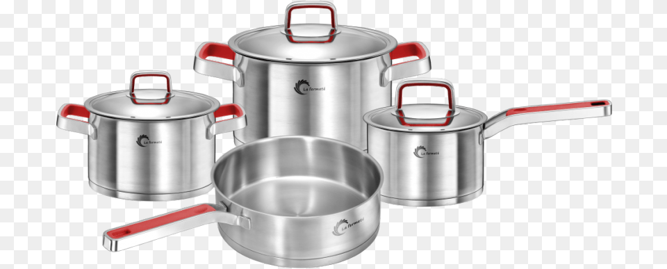 La Fermet 7 Piece Stainless Steel Cooking Pot Set Lid, Cooking Pan, Cookware, Appliance, Device Free Transparent Png