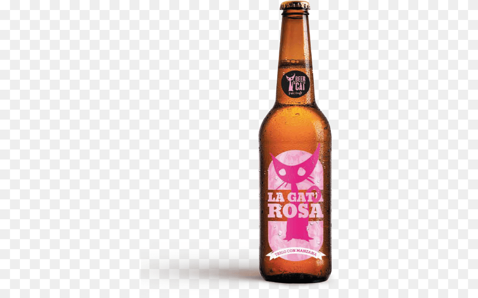 La Gata Rosa Trigo Con Manzana Beercat Disculpi Studio Siete Vidas Beercat, Alcohol, Beer, Beer Bottle, Beverage Free Png