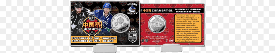 La Kings China Games Silver Coin Card Los Angeles Kings, Adult, Person, Male, Man Png Image