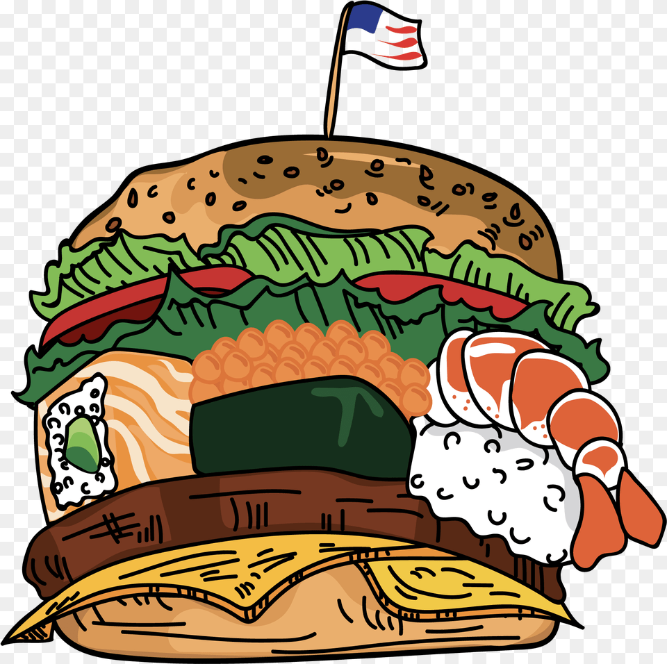 La Loves Its Japanese Food But The City Refuses To Hamburger Bun, Burger, Meal, Lunch, Face Free Transparent Png