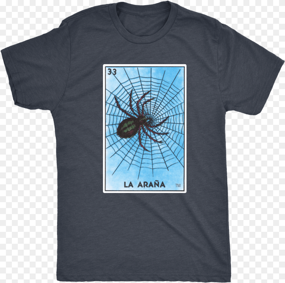 La Mens T Shirt Spider Web La Arana Loteria Arachnid Tattoo Necklace, Clothing, T-shirt, Animal, Invertebrate Png