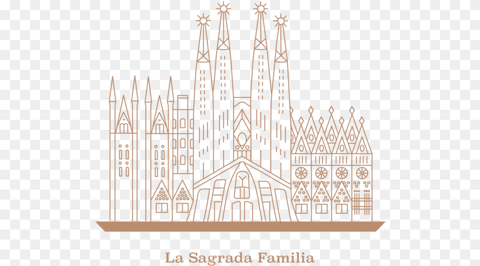 La Sagrada Familia Icon Architecture Gaudi Spain Lanmarks Illustration, Building, Cathedral, Church Free Png Download