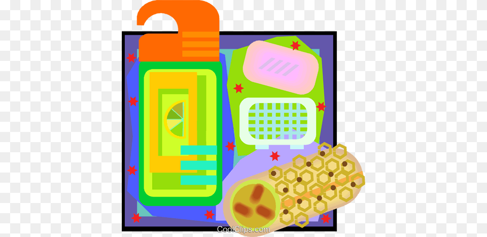 La Sponge With Soap And Body Gel Royalty Vector Clip Art Png