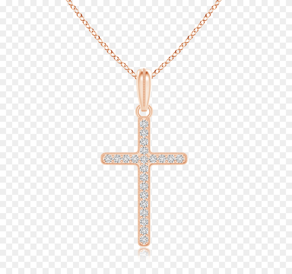 Lab Grown Diamond Latin Cross Necklace With Milgrain Pure Ignis, Accessories, Symbol, Jewelry, Pendant Png Image