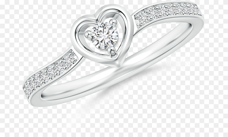 Lab Grown Diamond Open Heart Ring With Twisted Shank Pre Engagement Ring, Accessories, Gemstone, Jewelry, Silver Free Png