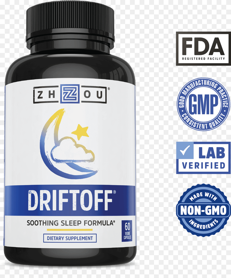 Lab Verified Non Gmo Driftoff Soothing Sleep Formula Driftoff Premium Sleep Aid, Bottle, Shaker Free Png