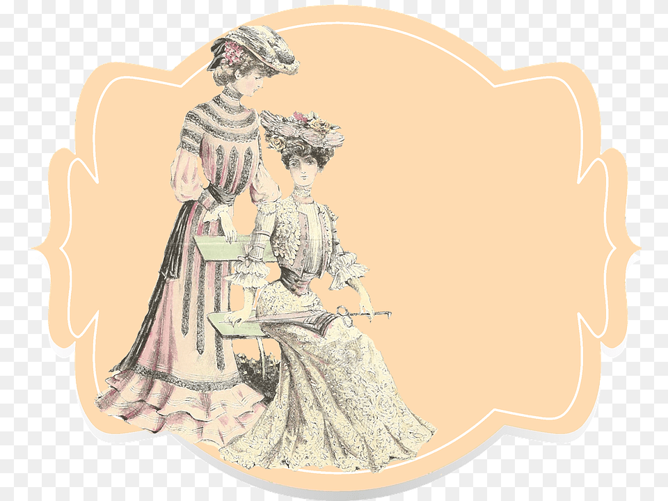 Label Ladies Checkers 1920 Old Female Vintage Illustration, Adult, Wedding, Person, Dress Png Image