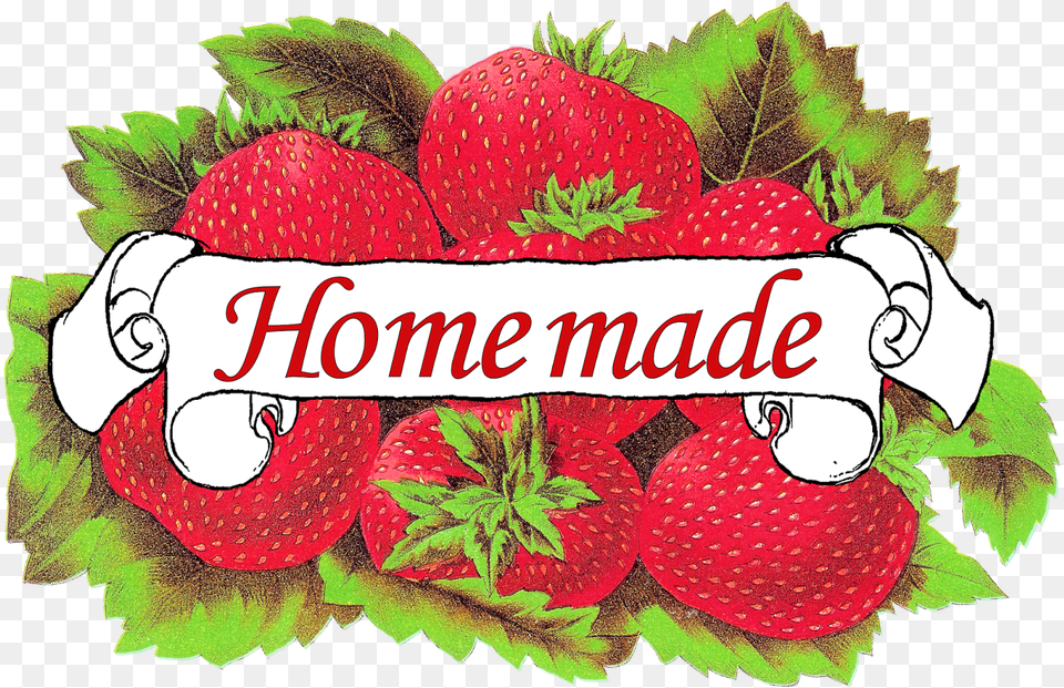 Label Strawberry Homemade Image Strawberry Label, Berry, Food, Fruit, Plant Free Png Download