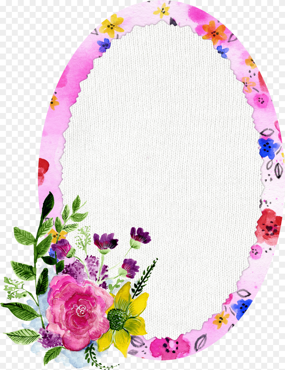 Label Watercolor Pink Oval Floral Tag Scrapbook Ovalo De Rosas, Rose, Plant, Flower, Graphics Free Png Download